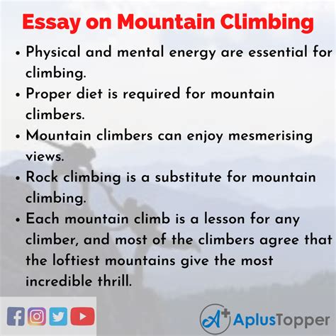 In the following years, I<b> climbed several more mountains. . Descriptive writing about climbing a mountain